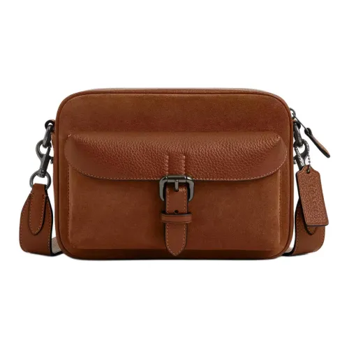 COACH Suede Messenger Bag, Shoulder Bag, Crossbody Bag Small Size Men's Brown