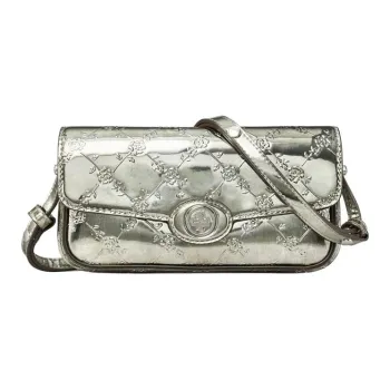 TORY BURCH Robinson Metallic Leather Shoulder Bag, Crossbody Bag Women's Tin Color