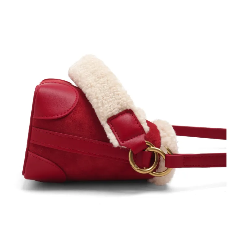 MZ HOUGE Lambswool Fall And Winter Advanced Touch Handbag Small Size Women's Red-2