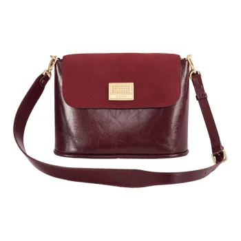 SISISM Cow Leather Crossbody Bag, Shoulder Bag Small Size Women's Cherry