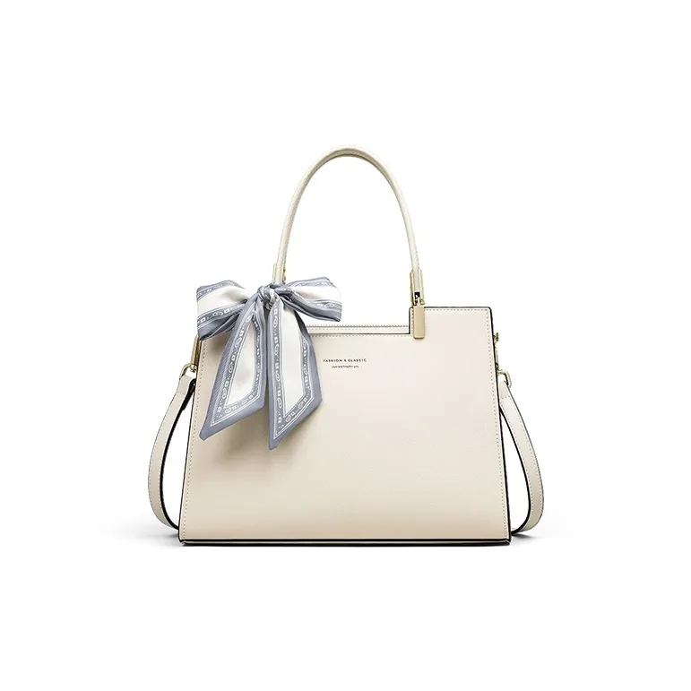 VINEY Cow Leather Handbag, Shoulder Bag, Crossbody Bag Tubas Women's Ecru-1