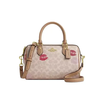 COACH Rowan Coated Canvas Shoulder Bag Crossbody Bag Handbag Medium Size Women's Sand Multicolor