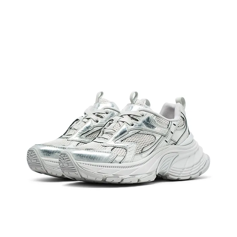Coup De Foudre Cushioning Height Increasing Low Top Chunky Sneakers Women's Matte Silver-1