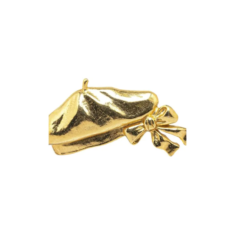 CHANEL 1970 1980 Plated Ribbon Costume Brooch-2
