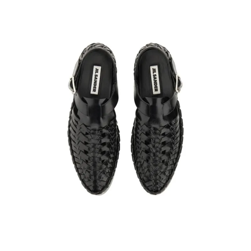 JIL SANDER Woven Leather Flat Sandals-5