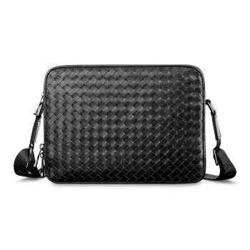WilliamPOLO Cow Leather Double Compartment Box Crossbody Bag Regular Men's Black