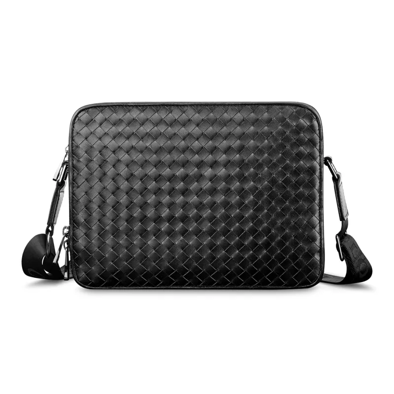 WilliamPOLO Cow Leather Double Compartment Box Crossbody Bag Regular Men's Black-0