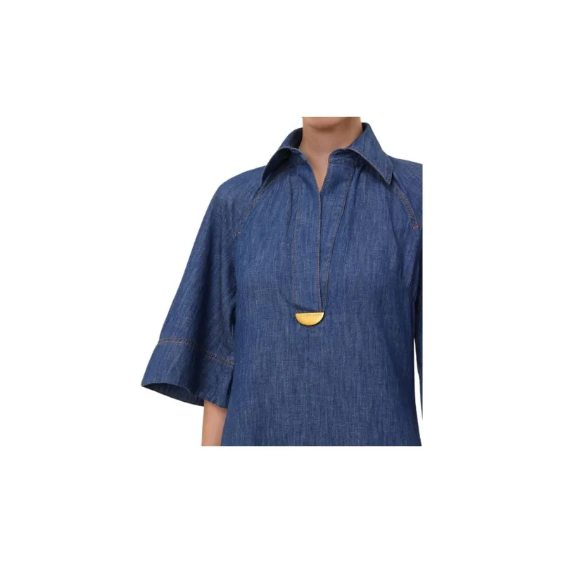 Zimmermann FW24 Short-Sleeved Dresses Women's Railroad Blue-4