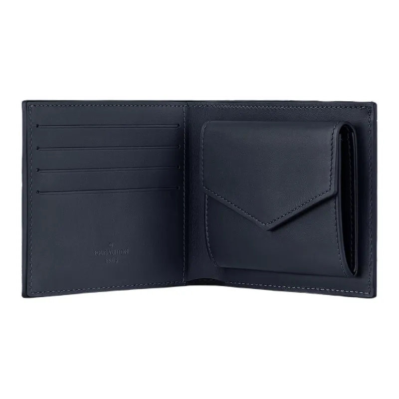 LOUIS VUITTON Cow Leather Wallet Men's Ink Blue-2