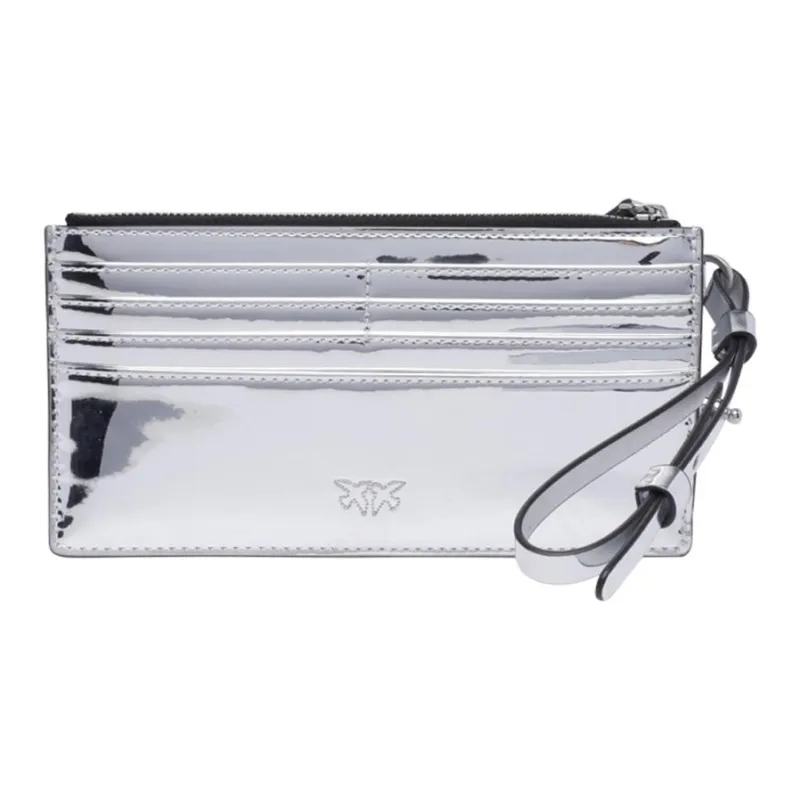 PINKO Polyurethane Card Holder Card Holder Women's Silver-1