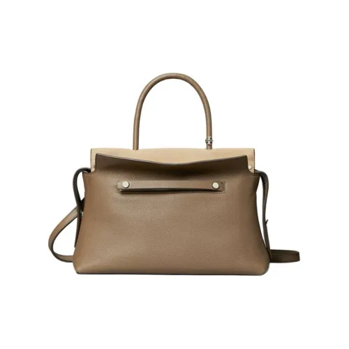 TORY BURCH MERCER Litchi Grain Leather Shoulder Bag, Crossbody Bag, Handbag Women's Light Brown