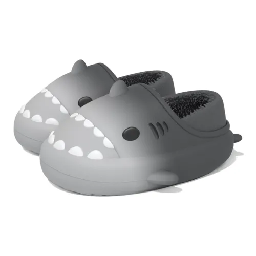 LATE TIME Shark Cotton Slippers With Men's Back, Winter Indoor Home Warm Couple, Fleece Slippers For Winter, Unisex