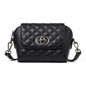 NIUMJ Split Cow Leather With Synthetic Leather Shoulder Bag, Crossbody Bag Regular Women's Black