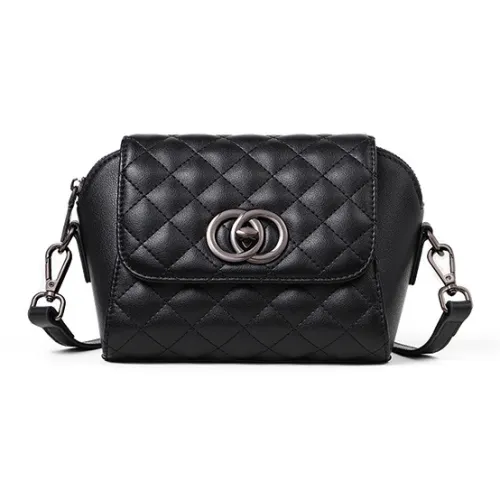 NIUMJ Split Cow Leather With Synthetic Leather Shoulder Bag, Crossbody Bag Regular Women's Black
