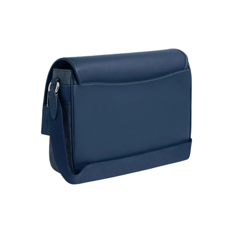 COACH Jacquard Messenger Bag, Shoulder Bag, Crossbody Bag Large Size Women's Dark Color Denim Blue-1