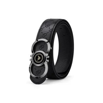 WilliamPOLO Surface Cow Split Leather Leather Belts Men's Gunmetal 3.4cm Wide