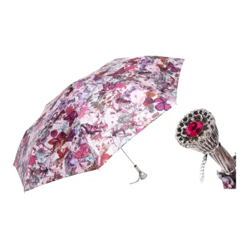 Pasotti Italy Version Butterfly Flower Umbrella With Brass Gold Plated Controller Foldable Sunny