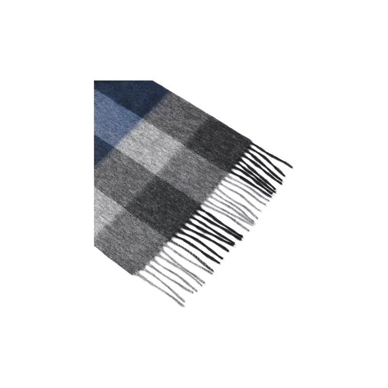 PIERRE CARDIN Wool Knit Scarves Unisex Gray Blue/Black White-3