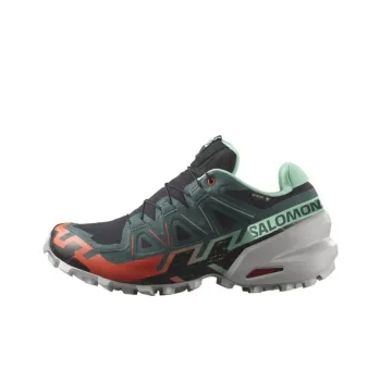 SALOMON Speedcross 6 Slip Resistant Water Resistant Low Top Trail Running Shoes Women's Gray Green