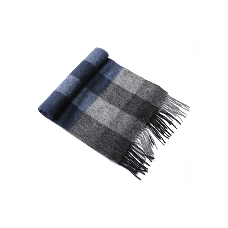 PIERRE CARDIN Wool Knit Scarves Unisex Gray Blue/Black White-2