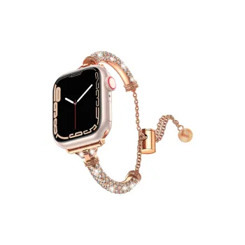 ZHENGGUANG Watch Band Apple Compatibility 38 45mm Rhinestone Embellished Material