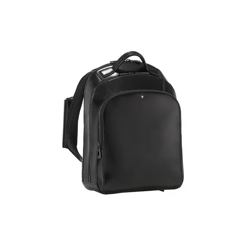 MONTBLANC Shiny Leather Backpack Small Size Men's Black-1