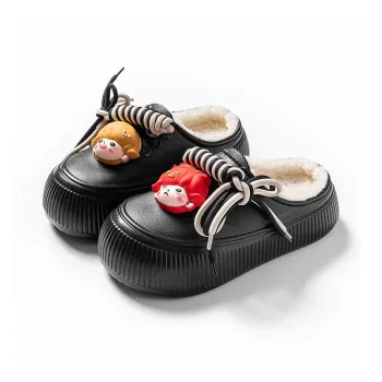 BASIC HOUSE EVA Fuzzy Abrasion-Resistant Slip-Resistant Wrap-toe Slippers Women's