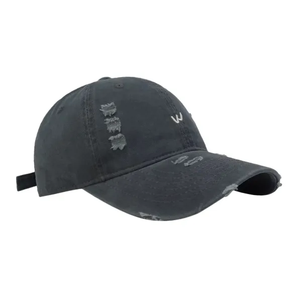 FREE RABBITⅡ Korean Style Washable Distressed Ripped Baseball Caps Unisex-5