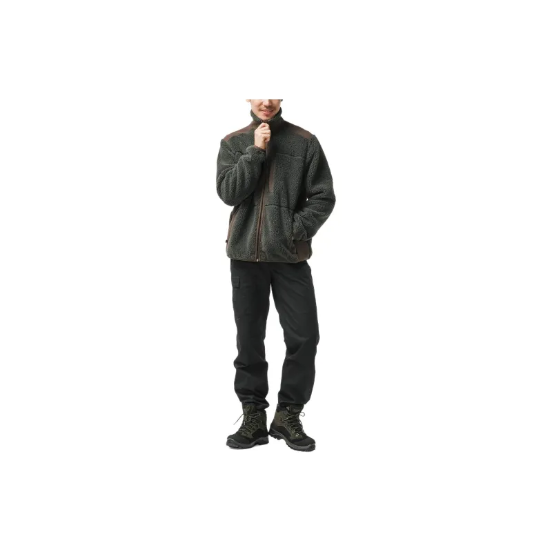DECATHLON SOLOGNAC Velvet feel Coat Men's Dark Green/Coffee-3