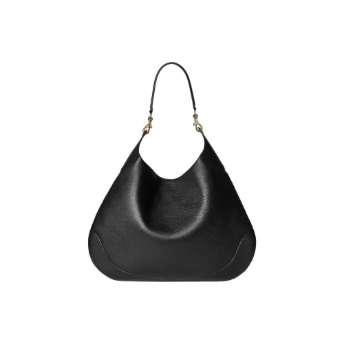 GUCCI Grained Leather Handbag Shoulder Bag Large Size Women's Black