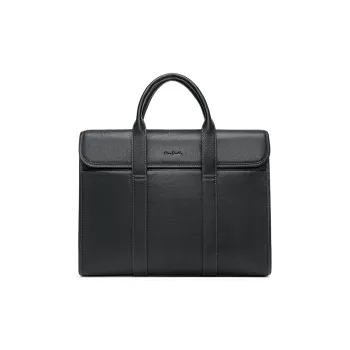 PIERRE CARDIN Top Grain Cow Leather Briefcase Regular Men's Black