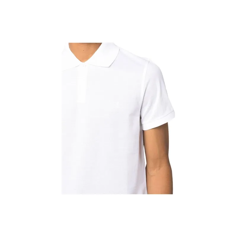 SAINT LAURENT Cassandre Logo Embroidered Polo Shirt-5