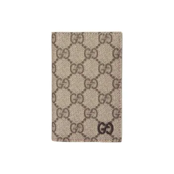 GUCCI Canvas Card Holder Men's Beige & Ebony