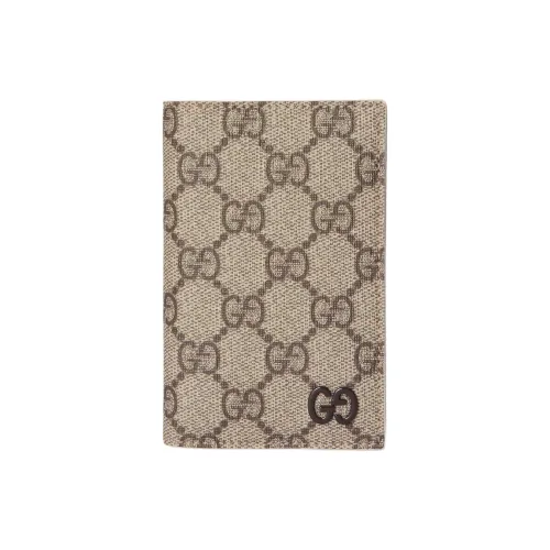 GUCCI Canvas Card Holder Men's Beige & Ebony