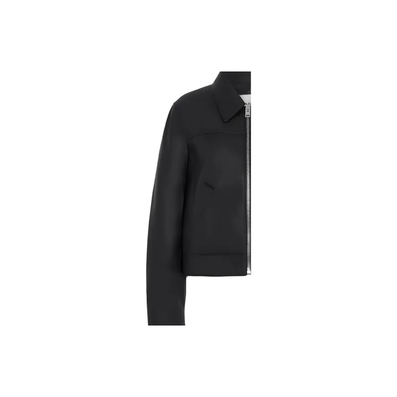 COACH SS23 Leather Jacket Women's Black-3