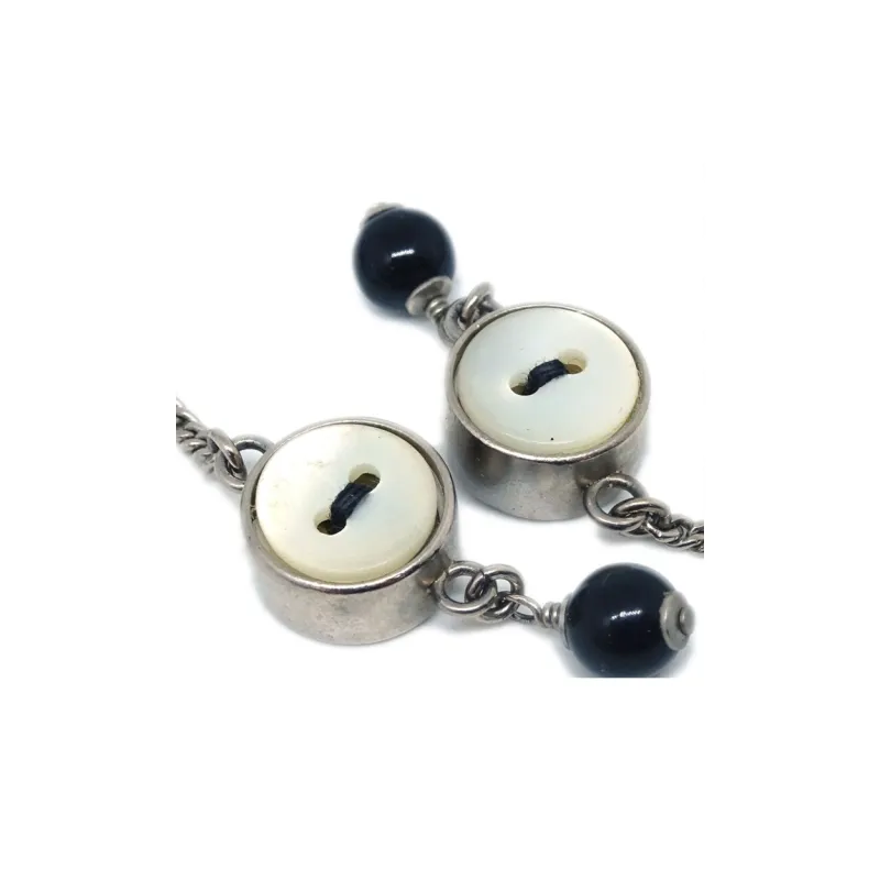 CHANEL 2008 Cc Button Dangle Clip on Earrings-2