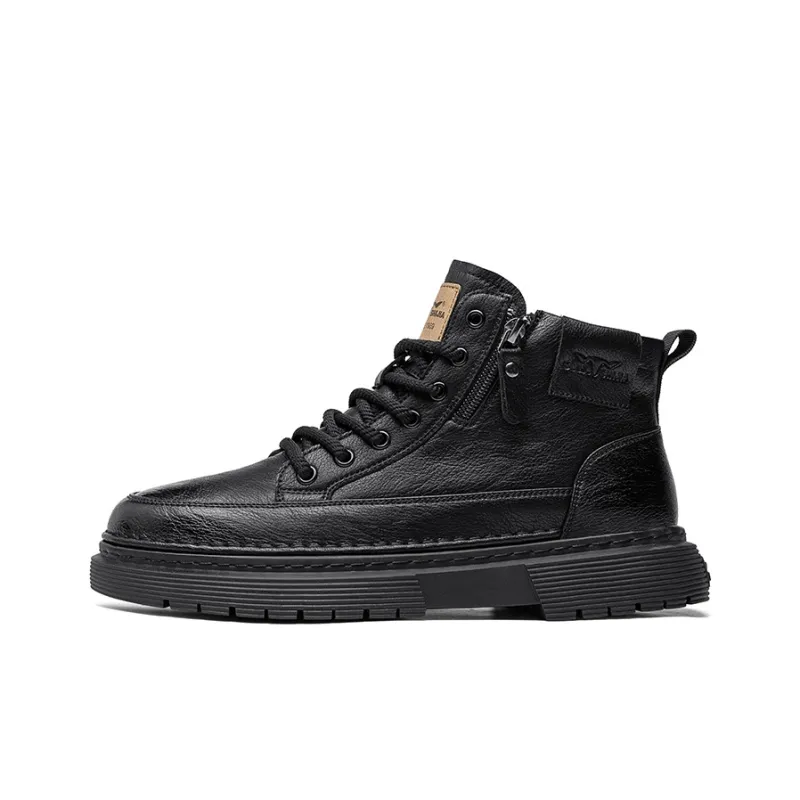 G.N.SHIJIA Casual Shoes Men Mid Top Black/Brown-0
