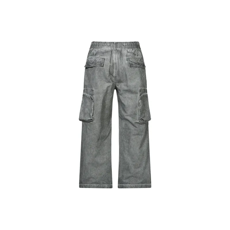 BOS BEAR Casual Pants Unisex Washed Gray-1