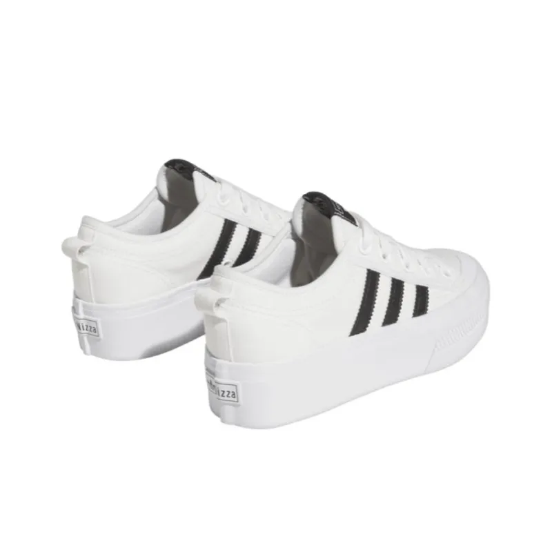 Adidas Originals Nizza Platform Anti-Slip Wear-Resistant Low-Top Kids' Skateboarding Shoes White Black Teenagers-2