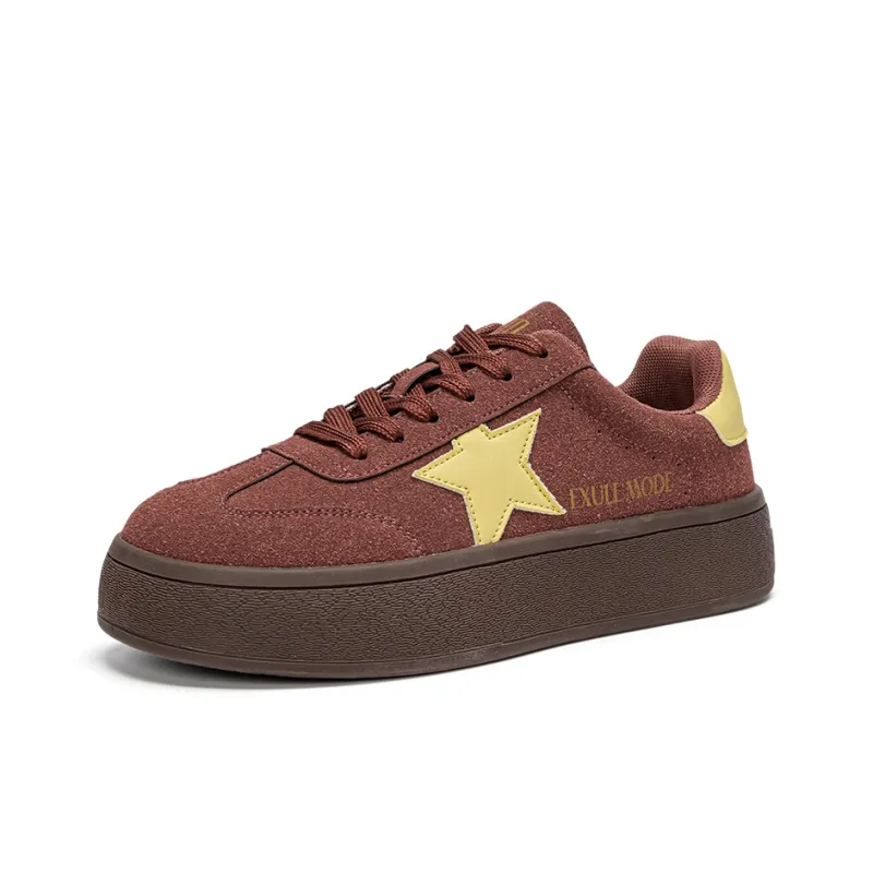 EXULL Q Anti Slip And Wear Resistant Height Increasing Low Top Skateboard Shoes Women's Burgundy-1