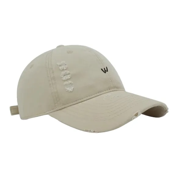 FREE RABBITⅡ Korean Style Washable Distressed Ripped Baseball Caps Unisex-7