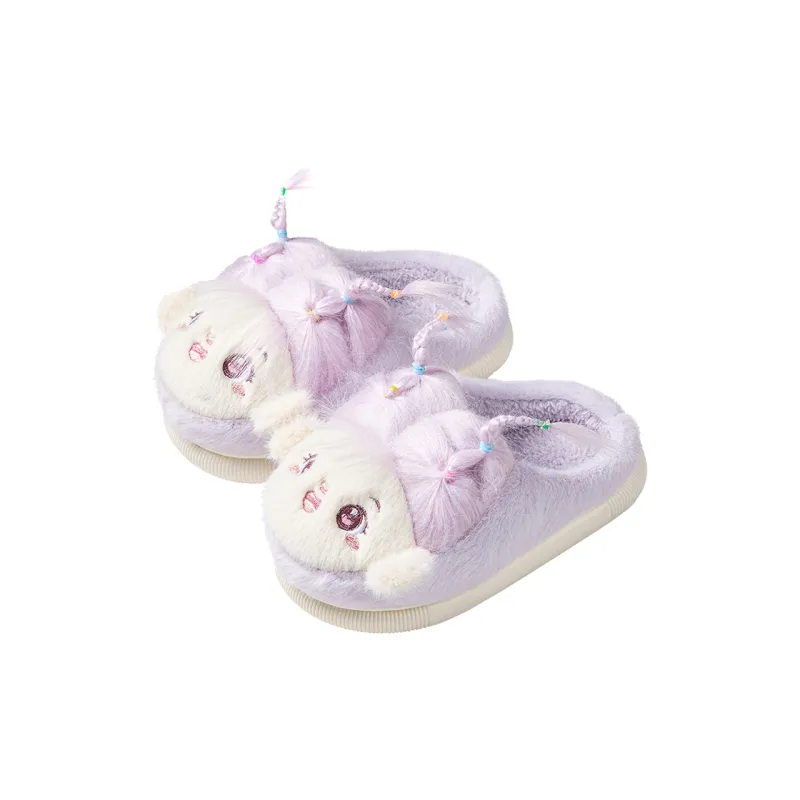 Cheerful Mario Cotton Slippers Pink/Purple-5
