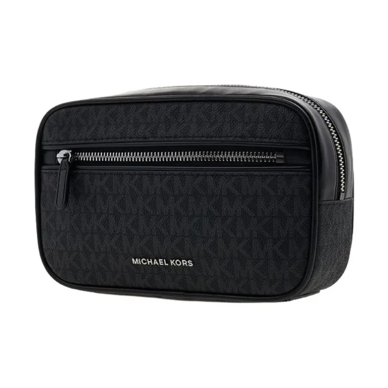 MICHAEL KORS Calfskin Toiletry Bag Men's Black-2