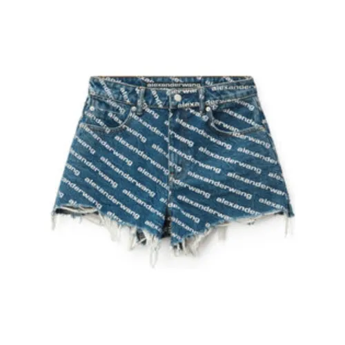 Alexander Wang Logo Monogrammed Denim Shorts