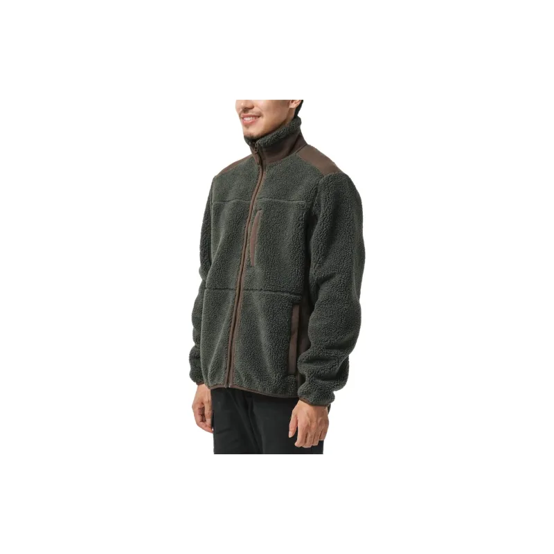 DECATHLON SOLOGNAC Velvet feel Coat Men's Dark Green/Coffee-4