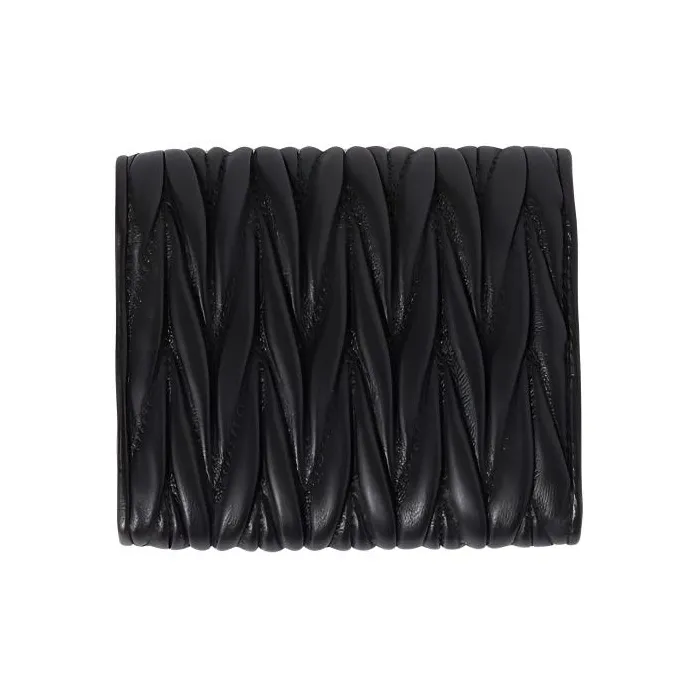 MIU MIU Matelassé Leather Wallet Trumpets Women's Black-1