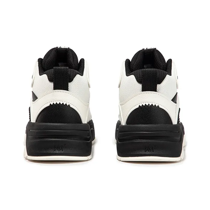 361° Anti Slip And Wear Resistant Warm Mid Top Casual Shoes Men's White Black-3