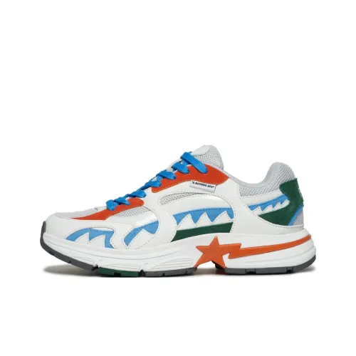 A BATHING APE Shark STA Anti-Slip Wear-Resistant Low-Top Casual Shoes Women's White Blue Red