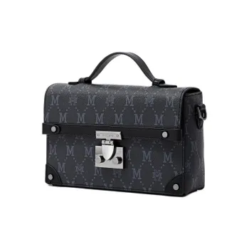 FION Mountain And Sea Journey Series Artificial Leather Handbag Medium Size Women's Black