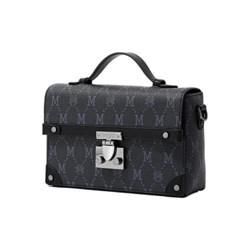 FION Mountain And Sea Journey Series Artificial Leather Handbag Medium Size Women's Black